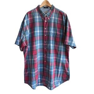 Cutter and Buck Mens Plaid Short Sleeve Button Down 2XLT